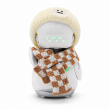 OUROBOT Interactive AI Robot Companion, Voice Chat Smart Desktop Robot with Smart Reminders, Rechargeable Robot with Animated Movements, Gift for Kids & Adults, Includes Cream Knit Hat & Scarf