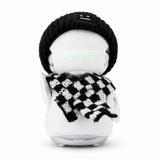 OUROBOT AI Companion Robot, Smart Voice Chat Desktop Robot with Smart Reminders and Friendly Interaction, Rechargeable Robot for Kids & Adults Gift,with Black Hat & Black White Checkered Scarf
