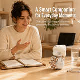 OUROBOT Interactive AI Robot Companion, Voice Chat Smart Desktop Robot with Smart Reminders, Rechargeable Robot with Animated Movements, Gift for Kids & Adults, Includes Cream Knit Hat & Scarf