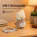 OUROBOT Interactive AI Robot Companion, Voice Chat Smart Desktop Robot with Smart Reminders, Rechargeable Robot with Animated Movements, Gift for Kids & Adults, Includes Cream Knit Hat & Scarf
