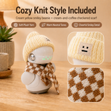 OUROBOT Interactive AI Robot Companion, Voice Chat Smart Desktop Robot with Smart Reminders, Rechargeable Robot with Animated Movements, Gift for Kids & Adults, Includes Cream Knit Hat & Scarf