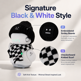 OUROBOT AI Companion Robot, Smart Voice Chat Desktop Robot with Smart Reminders and Friendly Interaction, Rechargeable Robot for Kids & Adults Gift,with Black Hat & Black White Checkered Scarf