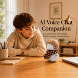OUROBOT Interactive AI Robot Companion, Voice Chat Smart Desktop Robot with Wi-Fi, Smart Reminders & Interactive Features, Rechargeable , Gift for Kids & Adults, Khaki Knit Hat & Brown Khaki  Scarf