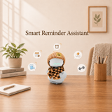 OUROBOT Interactive AI Robot Companion, Voice Chat Smart Desktop Robot with Wi-Fi, Smart Reminders & Interactive Features, Rechargeable , Gift for Kids & Adults, Khaki Knit Hat & Brown Khaki  Scarf