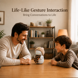 OUROBOT Interactive AI Robot Companion, Voice Chat Smart Desktop Robot with Wi-Fi, Smart Reminders & Interactive Features, Rechargeable , Gift for Kids & Adults, Khaki Knit Hat & Brown Khaki  Scarf