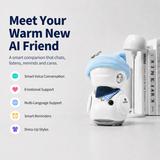 OUROBOT AI Companion Robot, Voice Chat Smart Desktop Robot with Smart Reminders & Interactive Features, Rechargeable AI Robot Gift for Kids & Adults, with Light Blue Star Hat & Denim Plaid Bandana